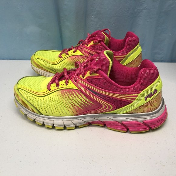 Fila Womens Cool Max 5SR21161-718 Size 9.5 Pink/yellow Textile Running Shoes - Picture 2 of 7